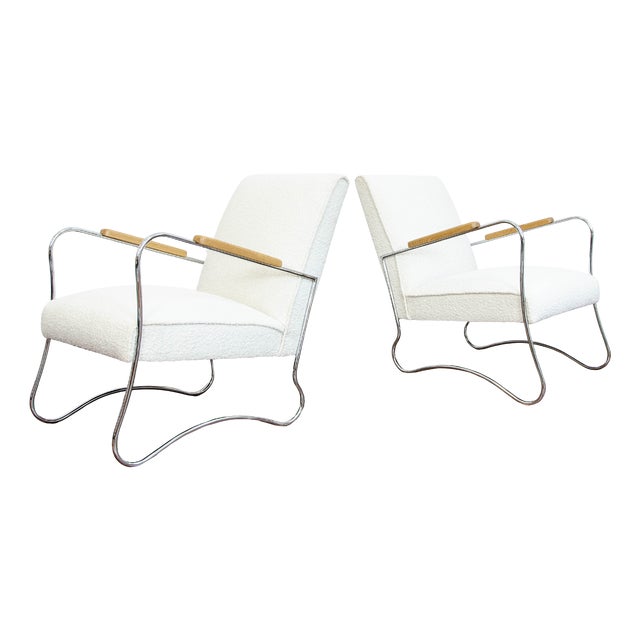 Vintage Polish Bauhaus Style Lounge Chairs, 1950s, Set of 2 For Sale