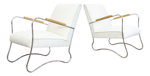 Vintage Polish Bauhaus Style Lounge Chairs, 1950s, Set of 2