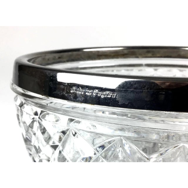 Vintage 1960s Cut Crystal Silver Plate Rim Bowl, Made in England For Sale - Image 11 of 12