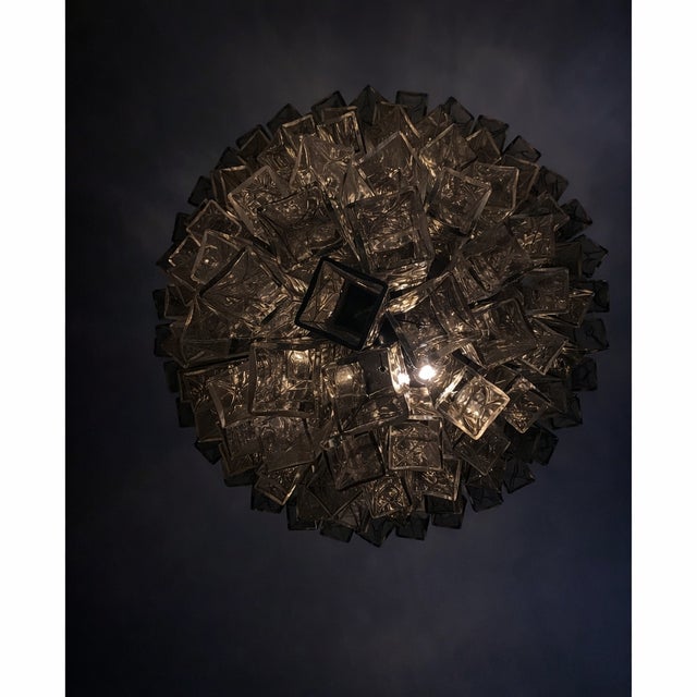 2010s Contemporary "Square Tubes" Murano Venini Style Glass Chandelier Italian Dark Fume' Color For Sale - Image 5 of 8