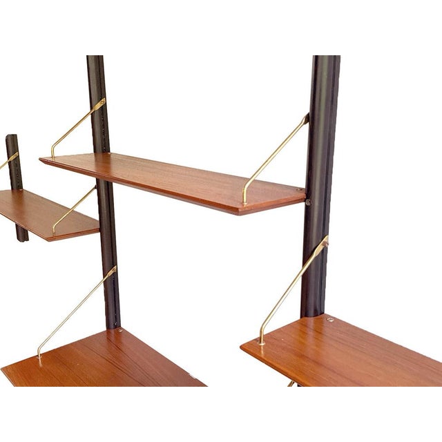 Brown Vintage Three-Piece Wall Unit with Desk by Louis Van Teeffelen for Wébé, 1960s For Sale - Image 8 of 9