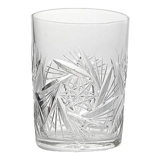 1940s American “Pinwheel & Fan” Cut Crystal Old Fashioned Glass For Sale