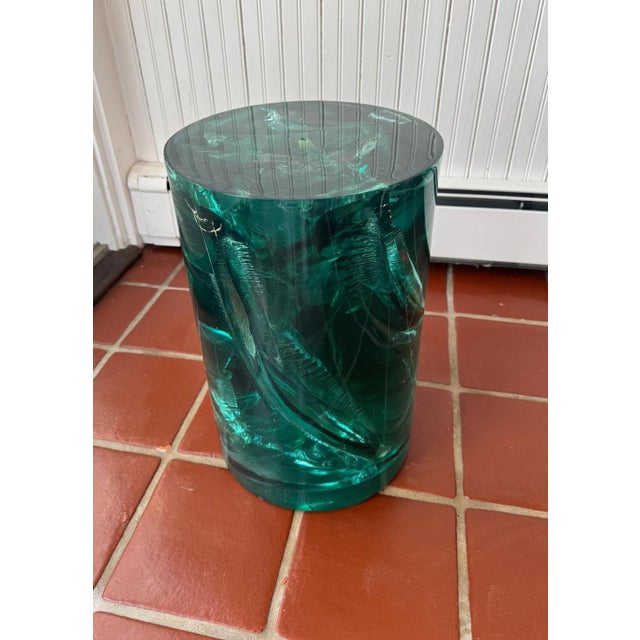 Glass Resin Accent Table With Glass Top For Sale - Image 7 of 13