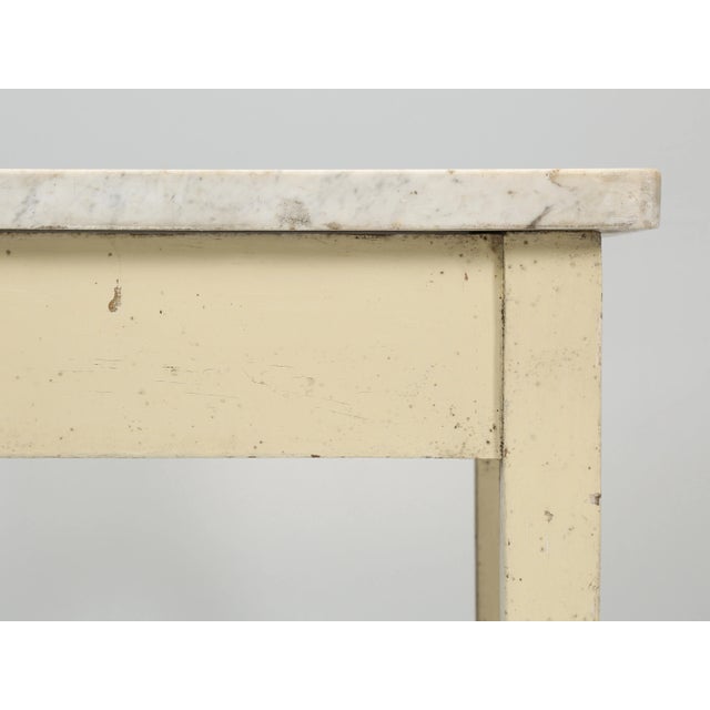 Original Country English Pastry Shop Kitchen Island, Marble Top For Sale - Image 11 of 13