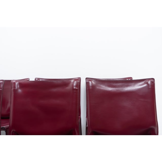 Cab 412 Bordeaux Red Chair Set by Mario Bellini for Cassina, 1990s, Set of 8 For Sale - Image 11 of 17