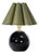 Giorgio Black Glass Mini Lamp, Natural Brass with Olive Scalloped Shade For Sale