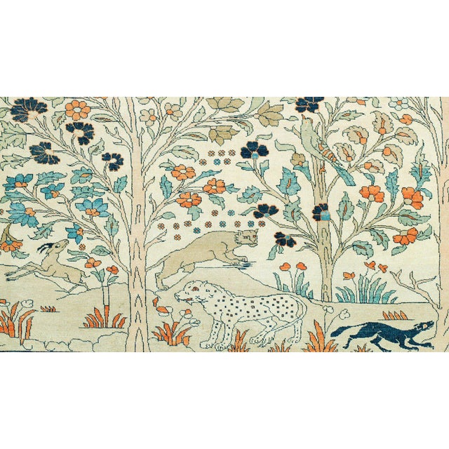 Zabihi Collection Pictorial Paradise Antique Tabriz Oversize Tree of Life Rug For Sale - Image 9 of 18