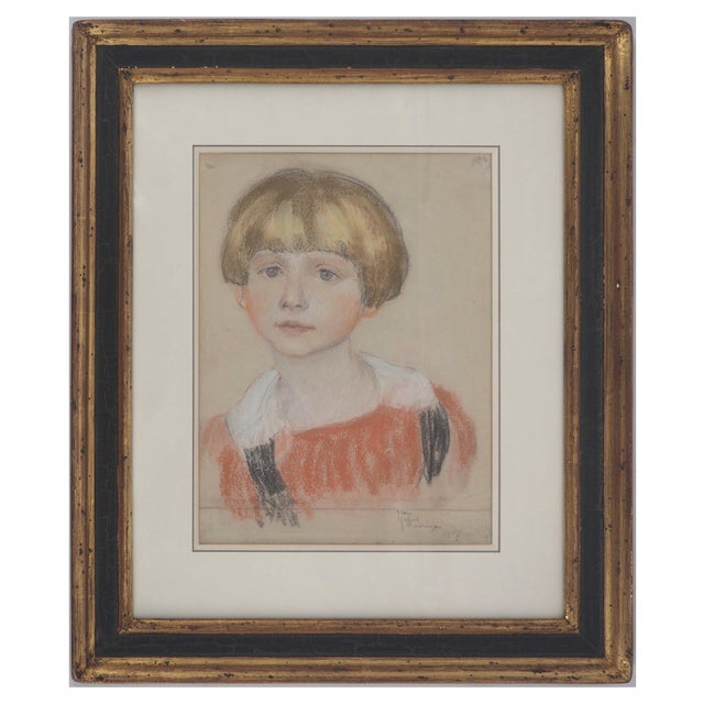 Jean-Gabriel Domergue, Young Girl with Boyish Haircut, 20th Century, Original Pastel Drawing For Sale