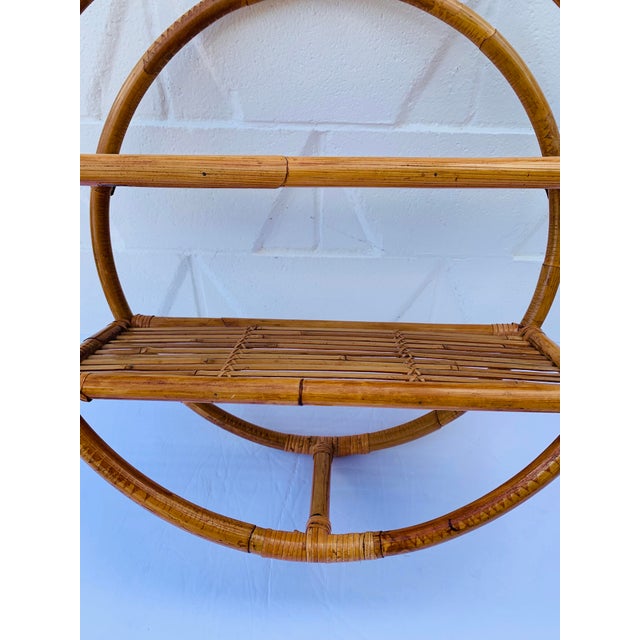 20th Century Boho Chic Round Bamboo Wall Shelf Tiki Rattan Circular Display Chairish