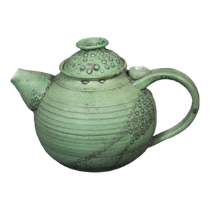 1990s Handmade Modernist Studio Pottery Teapot in Matte Green Glaze