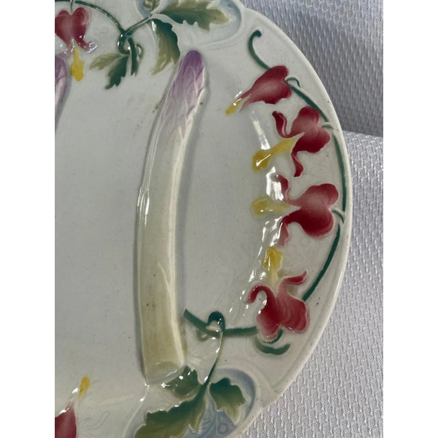 Antique French Faience Saint Clement Asparagus Plate For Sale - Image 6 of 12
