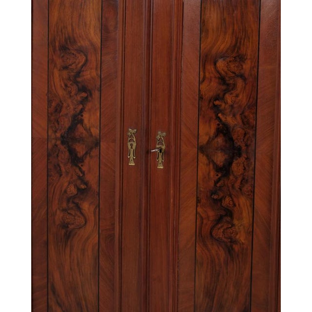 Large Antique Hand-Polished Walnut Cabinet with Carved Details, 1880s For Sale - Image 6 of 13