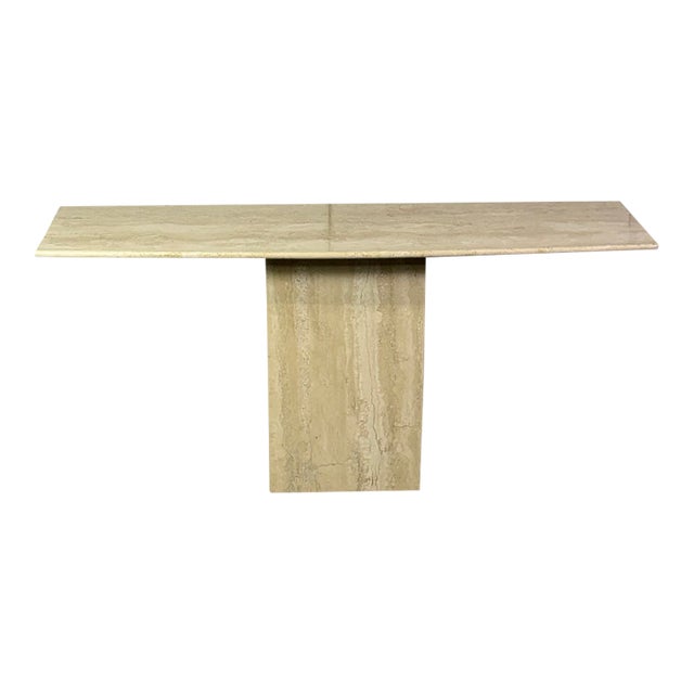 1980s Italian Travertine Marble Console Table For Sale