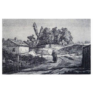 Piotr Petrovich Belousov, The Road from the Mill,, Etching, 10x14,5 Cm, Etching & Paper For Sale