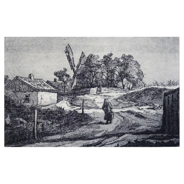 Piotr Petrovich Belousov, The Road from the Mill,, Etching, 10x14,5 Cm, Etching & Paper For Sale