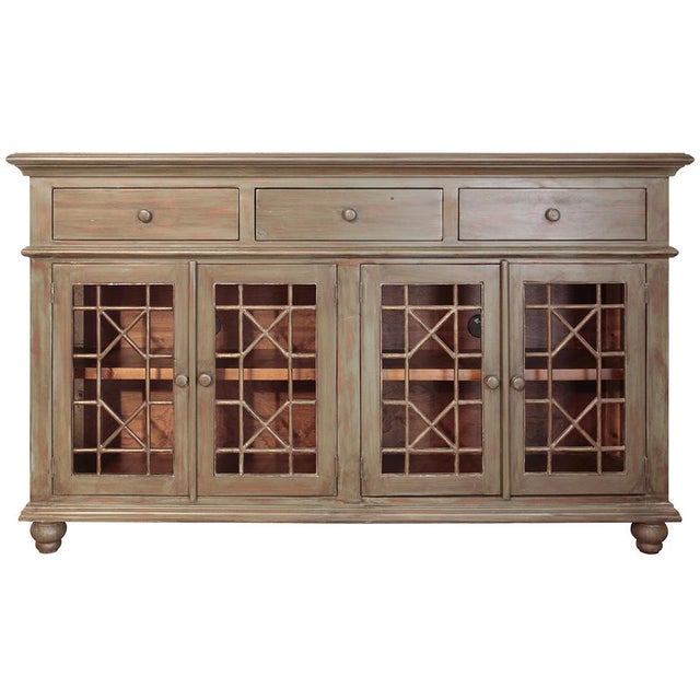 Wood Vineyard Geo Door Sideboard For Sale - Image 7 of 7