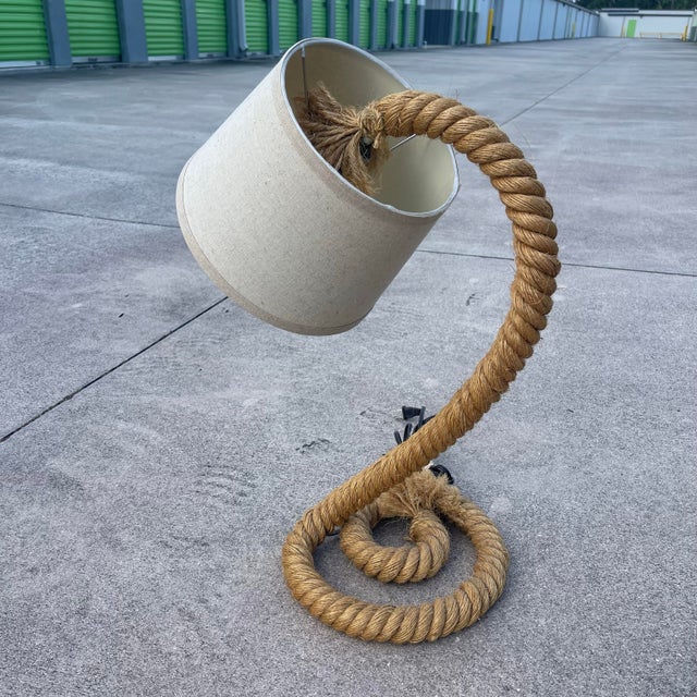 Late 20th Century Coiled Rope Table Lamp, Manner of Audoux & Minet For Sale - Image 5 of 9