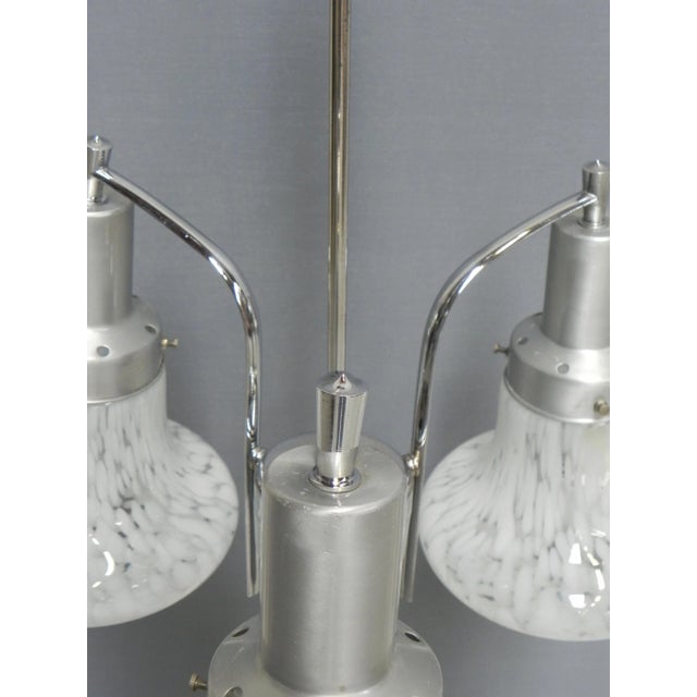 Vintage Three-Arm Aluminum and Glass Ceiling Lamp, 1970s For Sale - Image 4 of 18