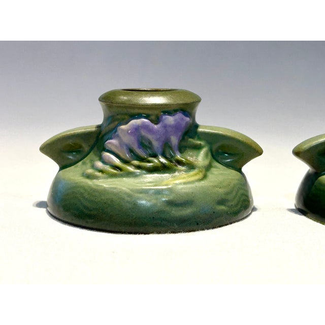 Beautiful Vintage Pair Roseville Candle Holders