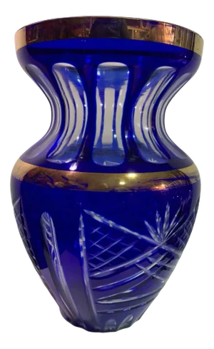 Vintage Bohemian Carved Glass Vase