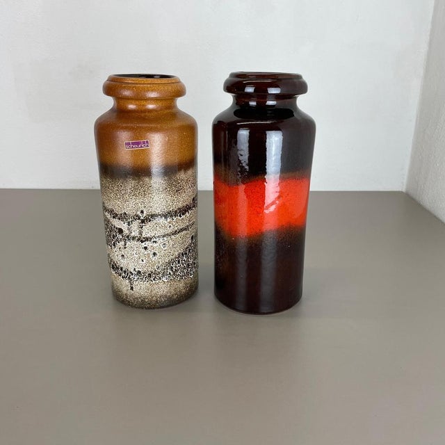Fat Lava Pottery Vases from Scheurich, Germany, 1970s, Set of 2 For Sale - Image 3 of 18