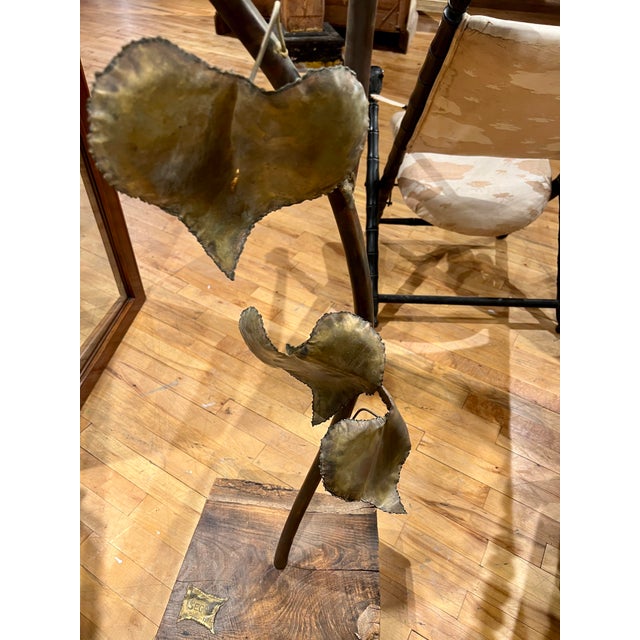 Wood Monumental Brutalist Copper, Brass & Burl-Wood Sculpture of a Sunflower For Sale - Image 7 of 8