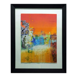 James Jensen Untitled Original Mix Media on Paper Framed Canvas Hand Signed For Sale