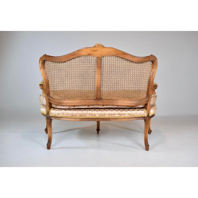Chestnut 1980's French Louis XV Style Cane Settee, Italy For Sale - Image 8 of 13