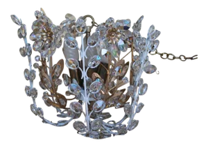 1960's Austrian Mid Century Modern Cut Crystal Floral Lantern Chandelier by Bakalowits & Sohne
