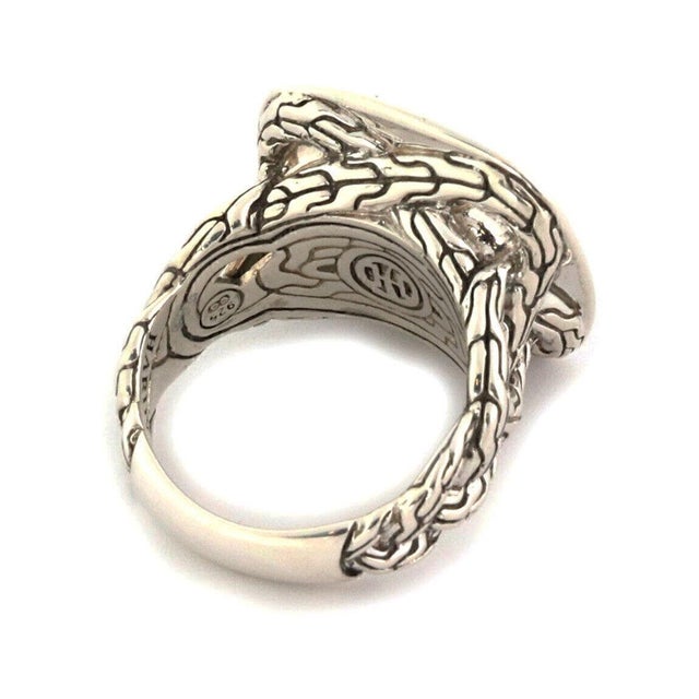 Contemporary Mid 20th Century John Hardy Classic Chain Blue Topaz Sterling Silver Ring - Size 7 For Sale - Image 3 of 7