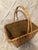 Wood Vintage American Made Basket. Handwoven Large Natural Market Basket With a Classic Rectangular Shape and Arched Handles. Rustic and Elegant For Sale - Image 7 of 11
