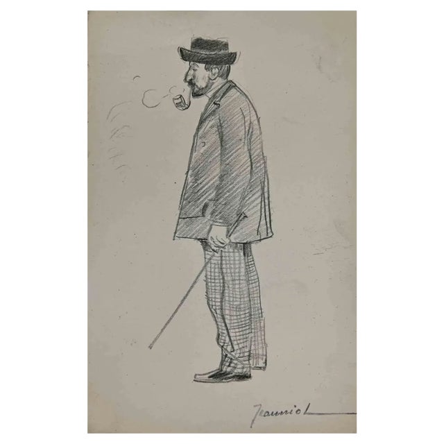Pierre Georges Jeanniot, Smoker, Original Drawing, Early 20th-Century For Sale