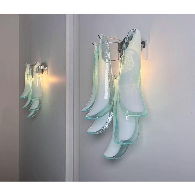 Turquoise Vintage Italian Murano Wall Lights in the style of Mazzega, 1990, Set of 2 For Sale - Image 8 of 18