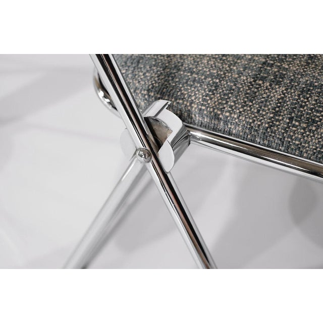 Chrome Folding Chairs with Fabric, 1970s, Set of 9 For Sale - Image 9 of 15