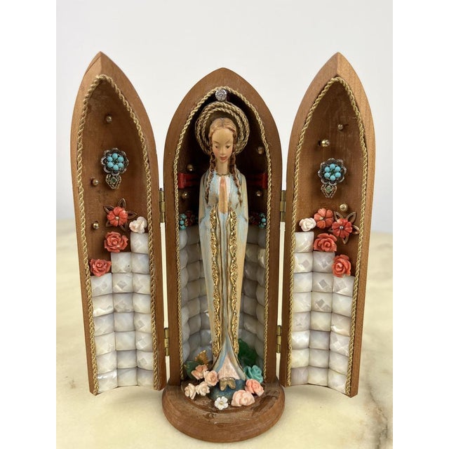 Statuette of the Madonna with 18K Gold and Precious Stones, Italy, 1981 For Sale - Image 14 of 14