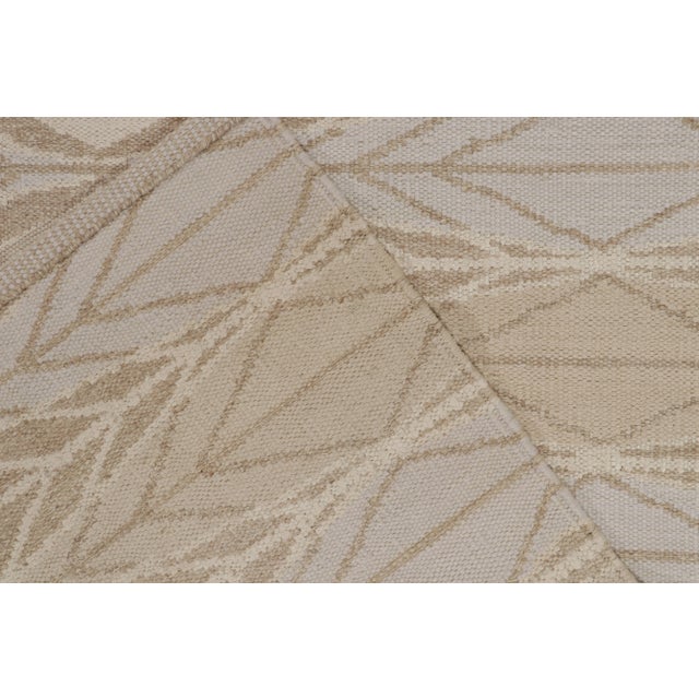 Textile Rug & Kilim’s Scandinavian Style Kilim in Taupe, Blue and Off-White Patterns For Sale - Image 7 of 8