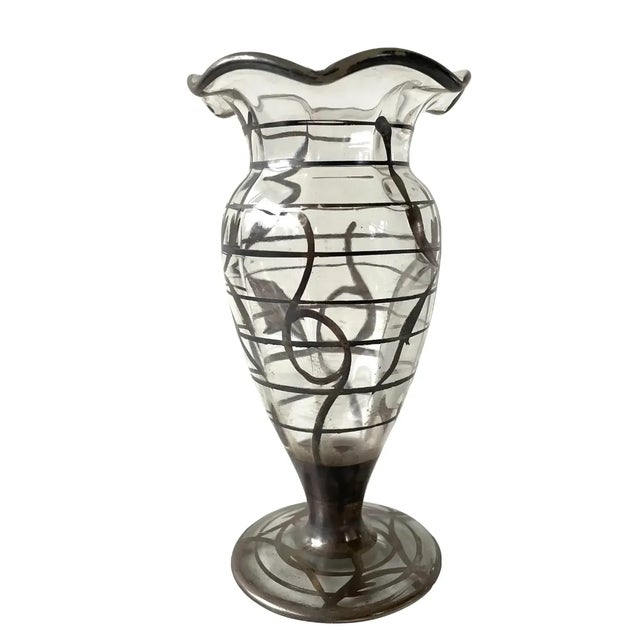 Antique Art Nouveau Sterling Silver and Glass Vase - Late 19th Century For Sale - Image 9 of 9