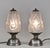 Degué A wonderful pair of French art deco lamps made around 1925-1930. The hammered cast iron bases hold signed shades in...