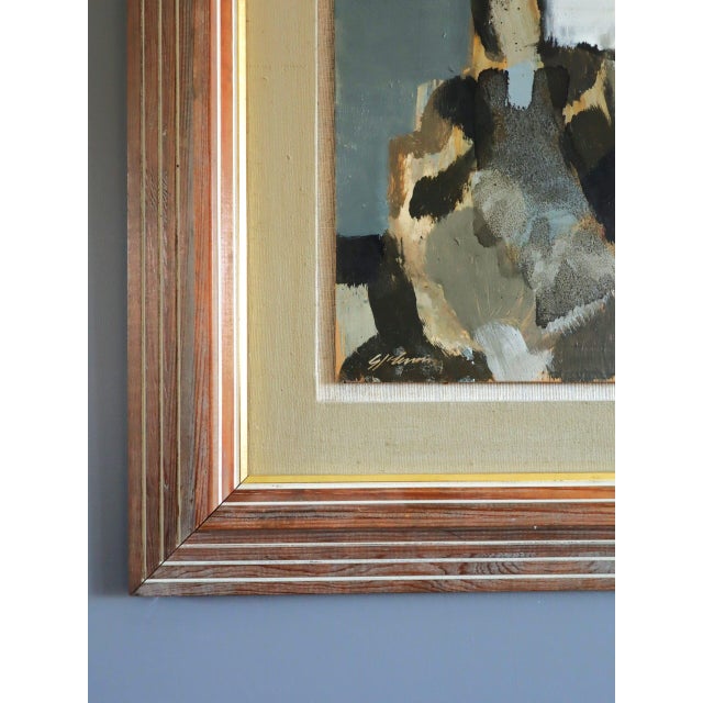 Paint Mid-Century Modern 'Abstract Trio' Vintage Swedish Abstract Figurative Oil Painting, Framed For Sale - Image 7 of 12