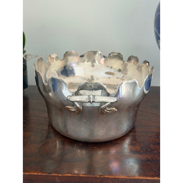 Metal Vintage French 'Rafraichissoir' Glass Cooler, Monteith Style Centerpiece Bowl Cachepot For Sale - Image 7 of 9
