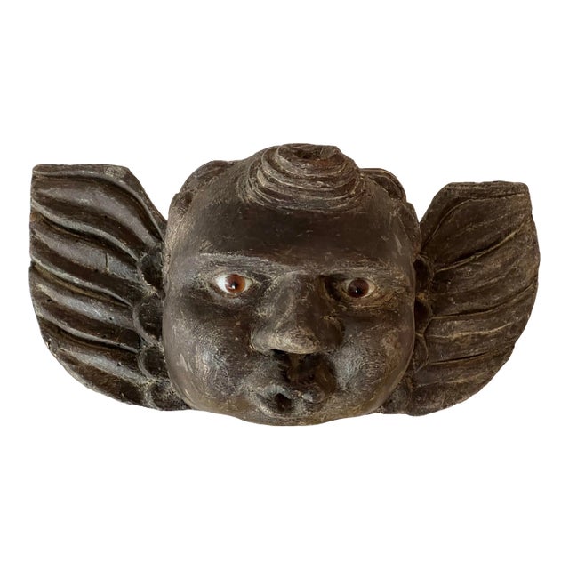 Antique Spanish Colonial Style Immortal Angel Wood Carving For Sale