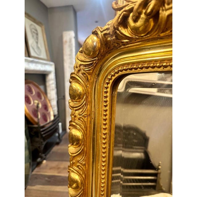 Glass Antique French Ornate Gold Gilt Mirror, 1850 For Sale - Image 7 of 15