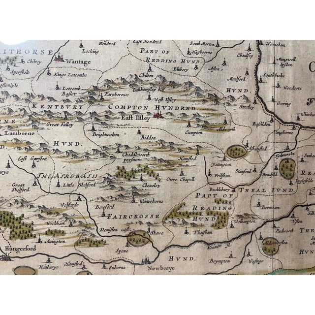 Rare Original Antique Hand Colored European Map Berkshire Blaeu 1646 2-Sided For Sale - Image 4 of 18