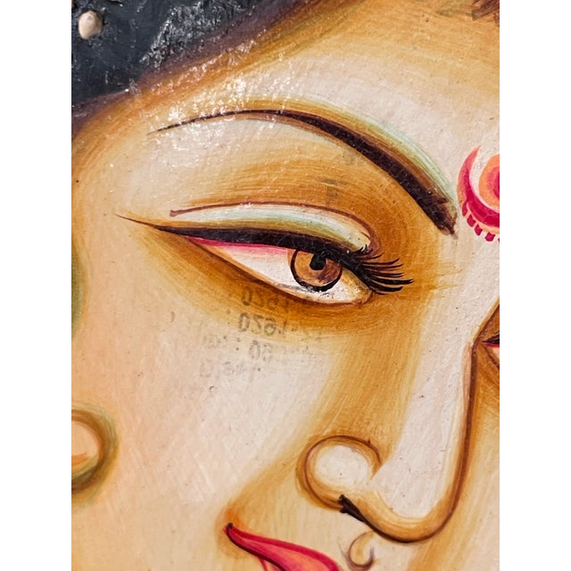 Bani Thani Indian Mona Lisa Diptych Hand Painted Original Oil Painting 24x18” For Sale - Image 11 of 11