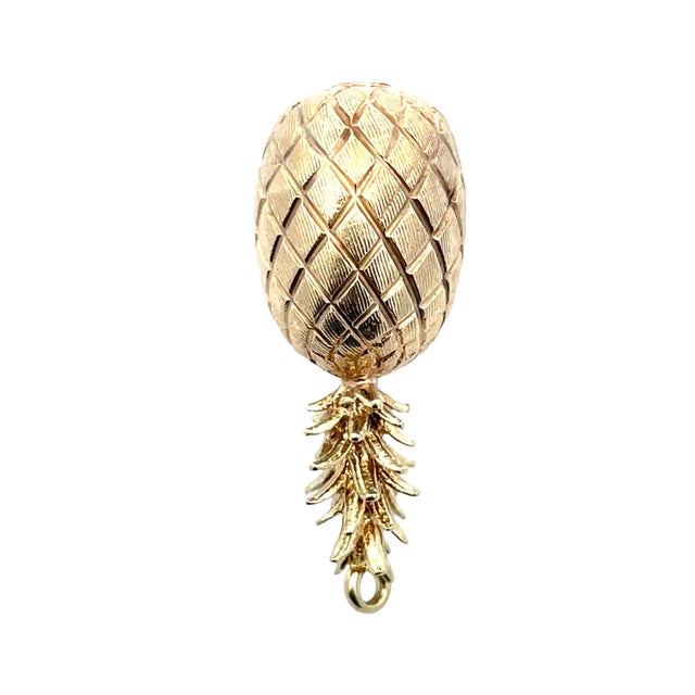 Early 21st Century Solid 14k Yellow Gold Pineapple Pendant/Charm For Sale - Image 5 of 6