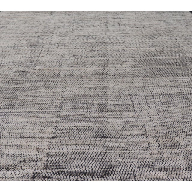 Contemporary Oversized Afghan Minimalist Modern Casual With Black Background and Ivory Pile 14'1 X 17'2 For Sale - Image 3 of 12