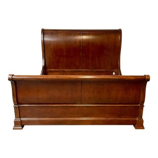 Solid Mahogany King Size Bedframe, Sleigh Bed, Ralph Lauren Style For Sale