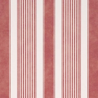 Sample - Schumacher Summerville Stripe Wallcovering In Currant For Sale