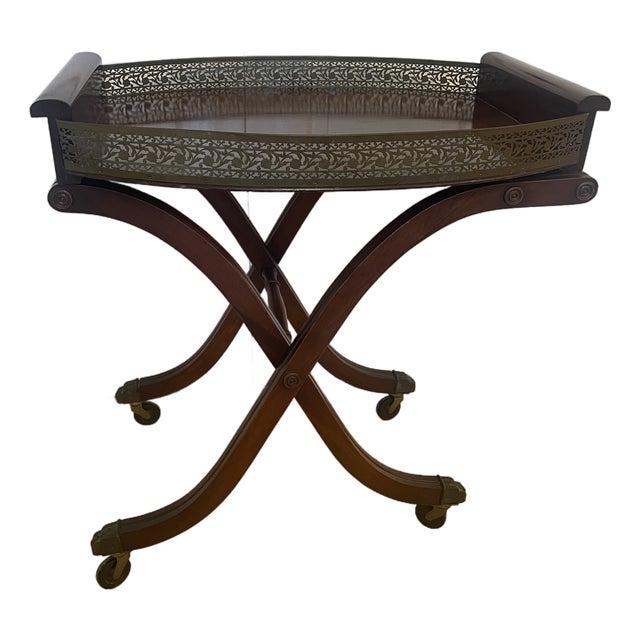 Vintage English Serving Table Bar Cart Luggage Rack For Sale