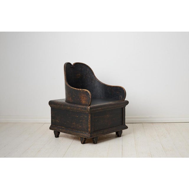 Antique Folk Art Chair with Storage, 1800s For Sale - Image 6 of 10